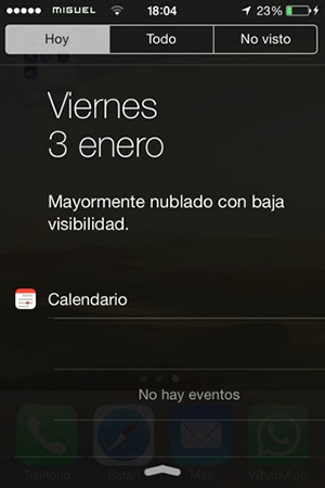 Centro Notificaciones Tiempo iOS 7